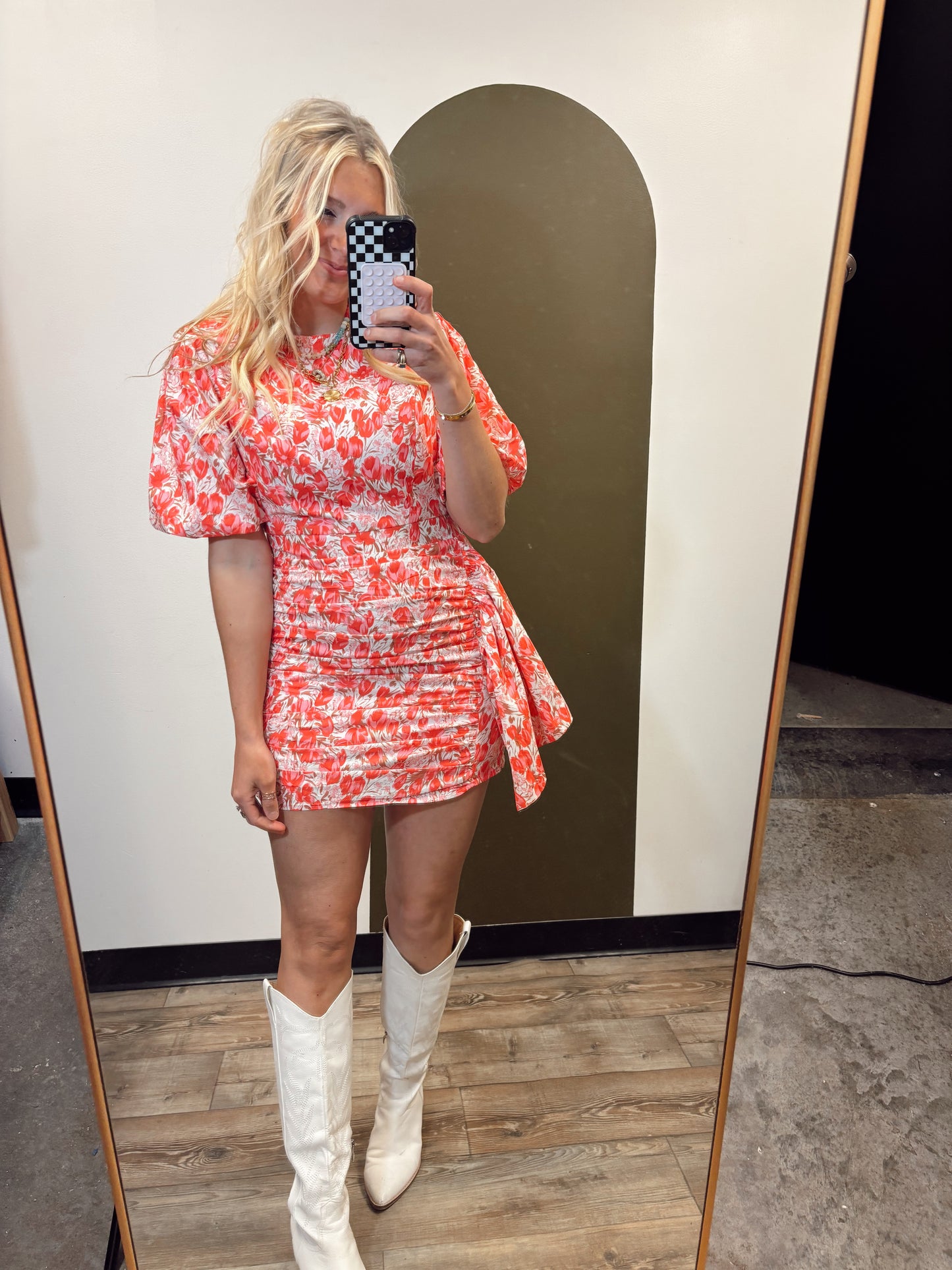 Primrose Floral Dress (Coral)