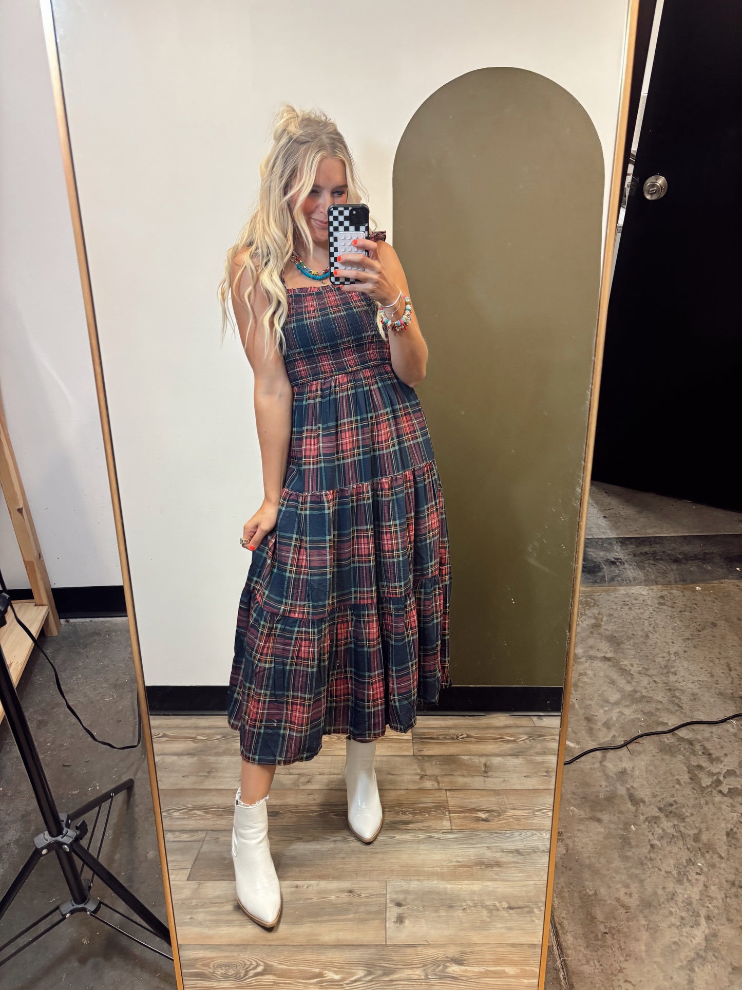 Sloane Plaid Midi Dress