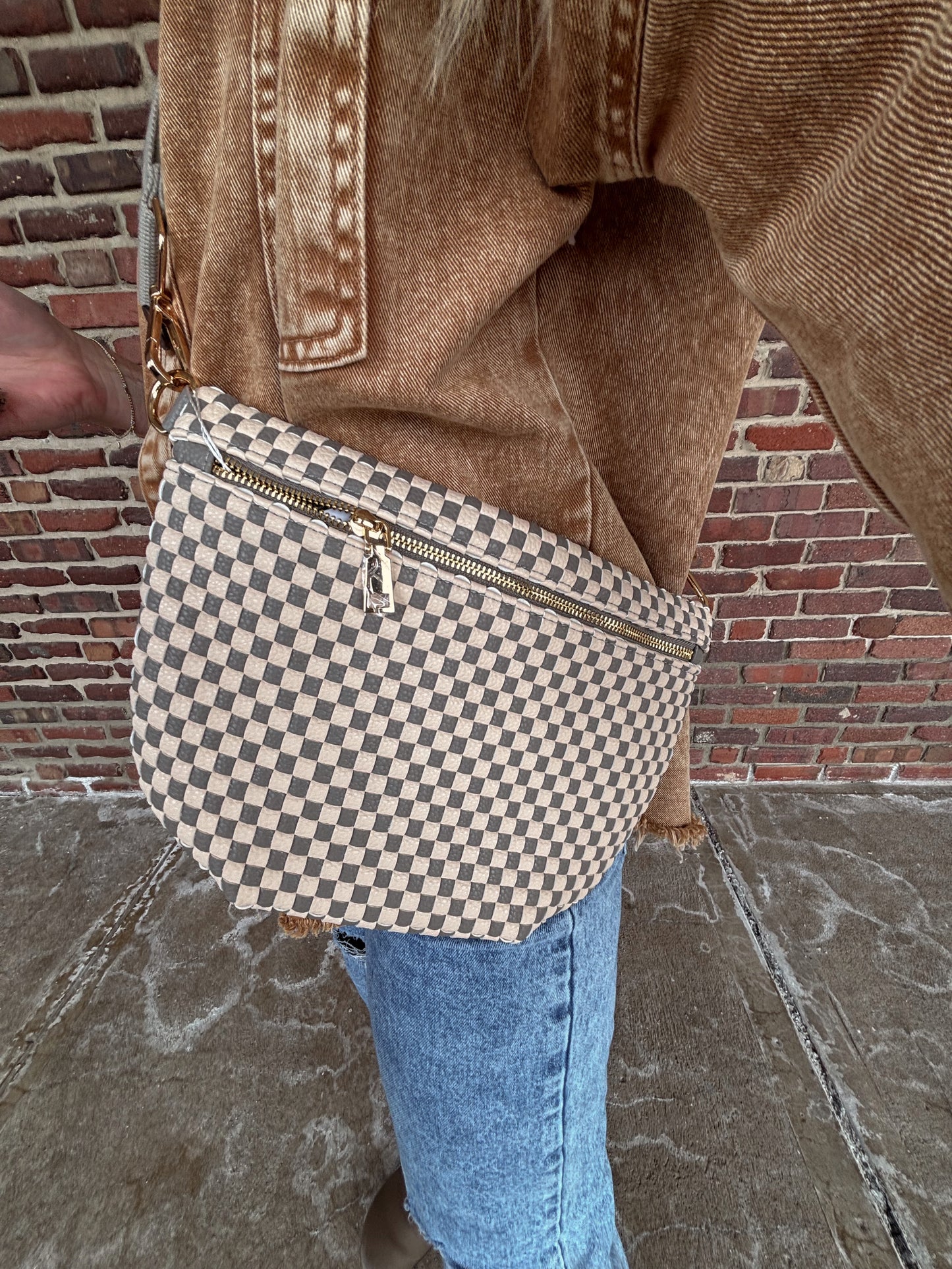 Westlyn Woven Bum Bag (Grey Check)