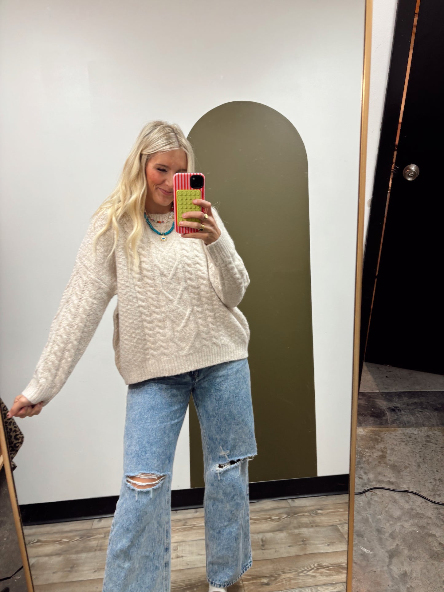 Harley Cable Knit Sweater (Ivory)