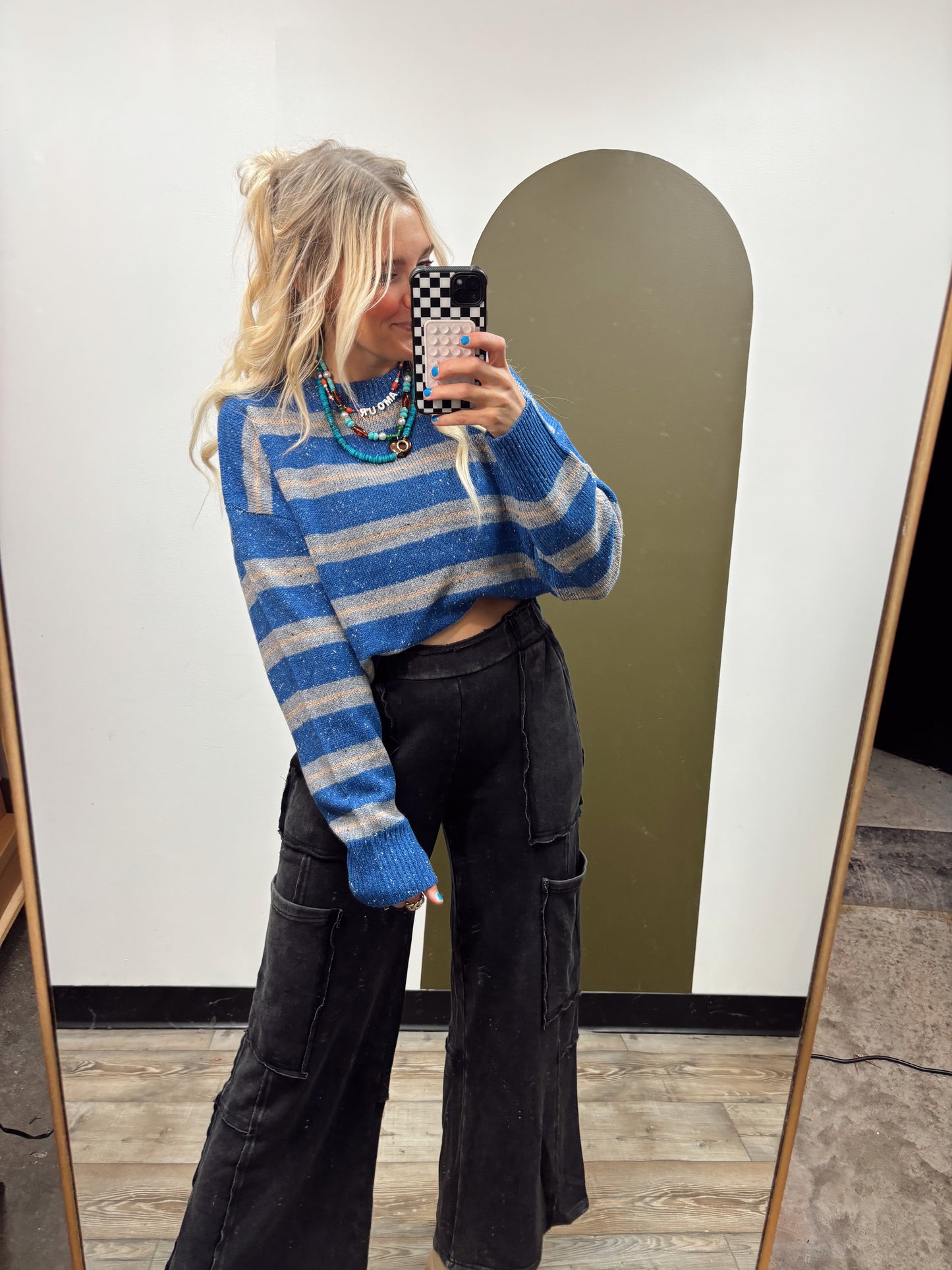 Leia Stripe Sweater (Blue)