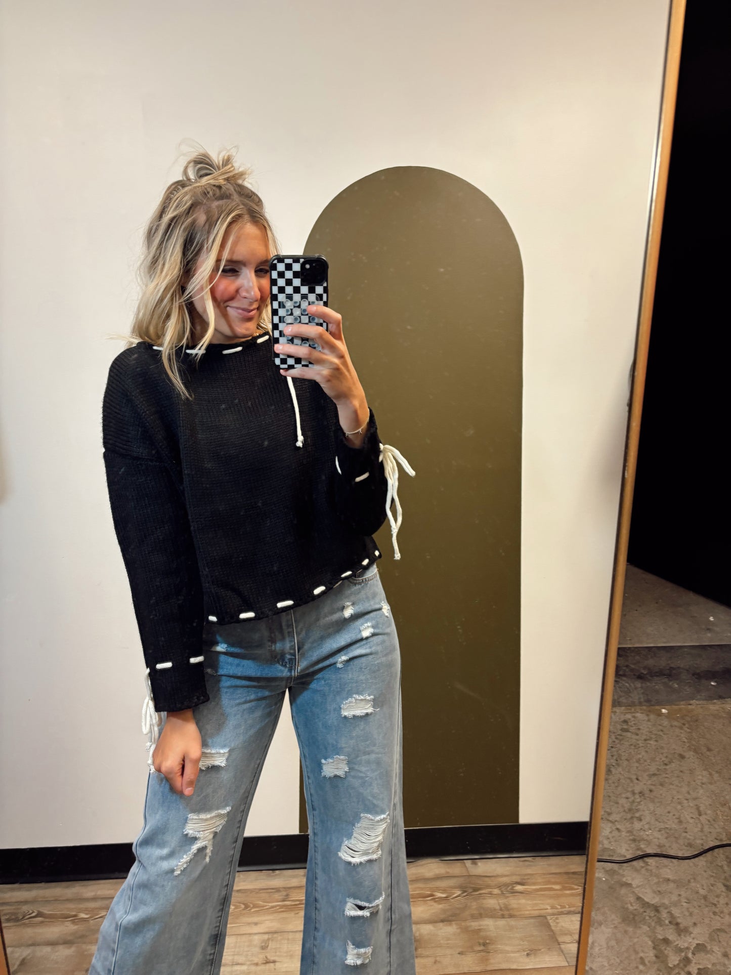 Leah Contrast Stitch Sweater