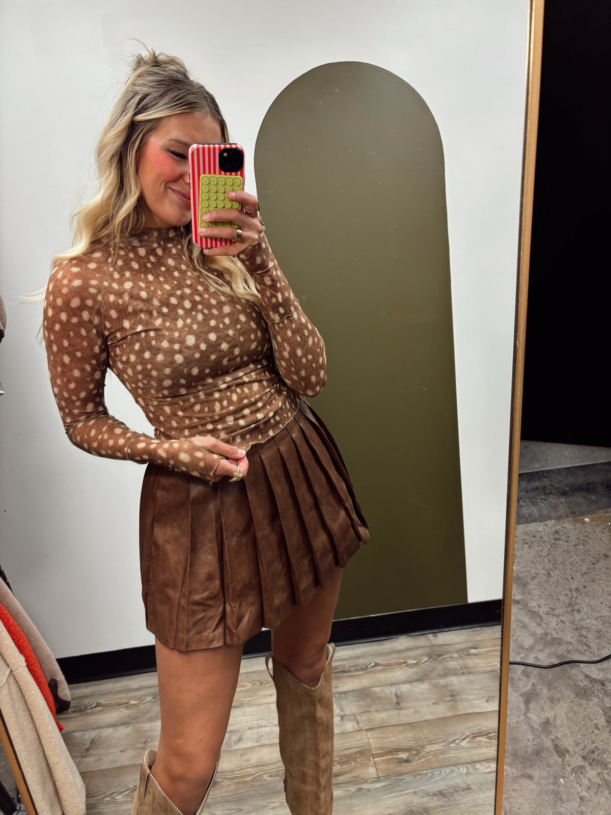 Fawn Sheer Print Top