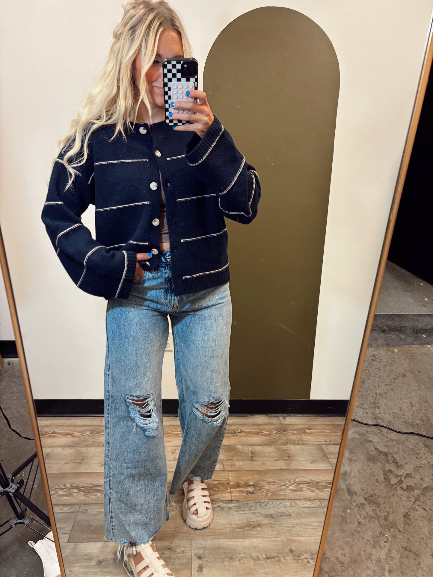 Proper And Pretty Cardigan (Navy)