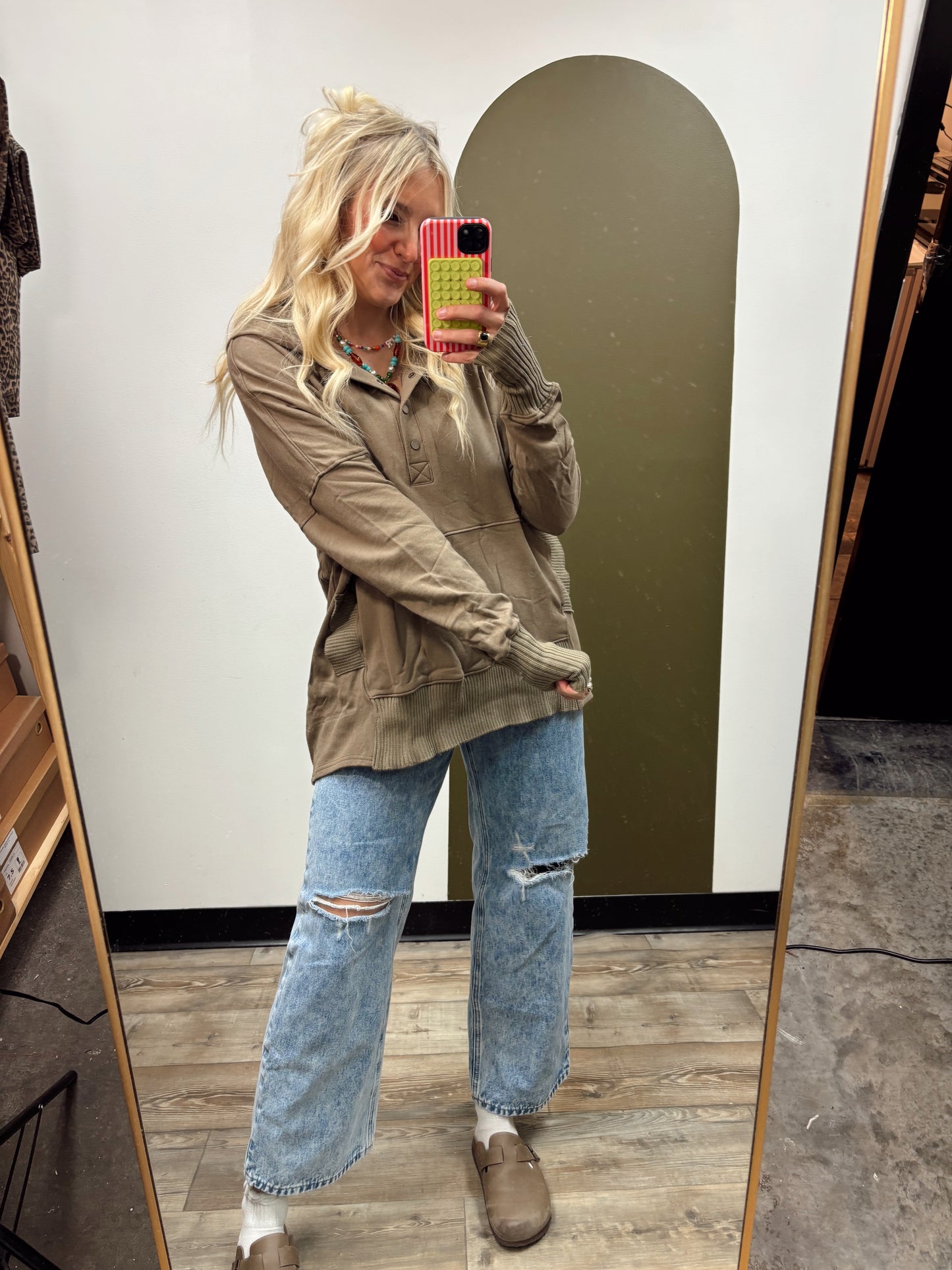 Boxy Hoody Top (Mocha)