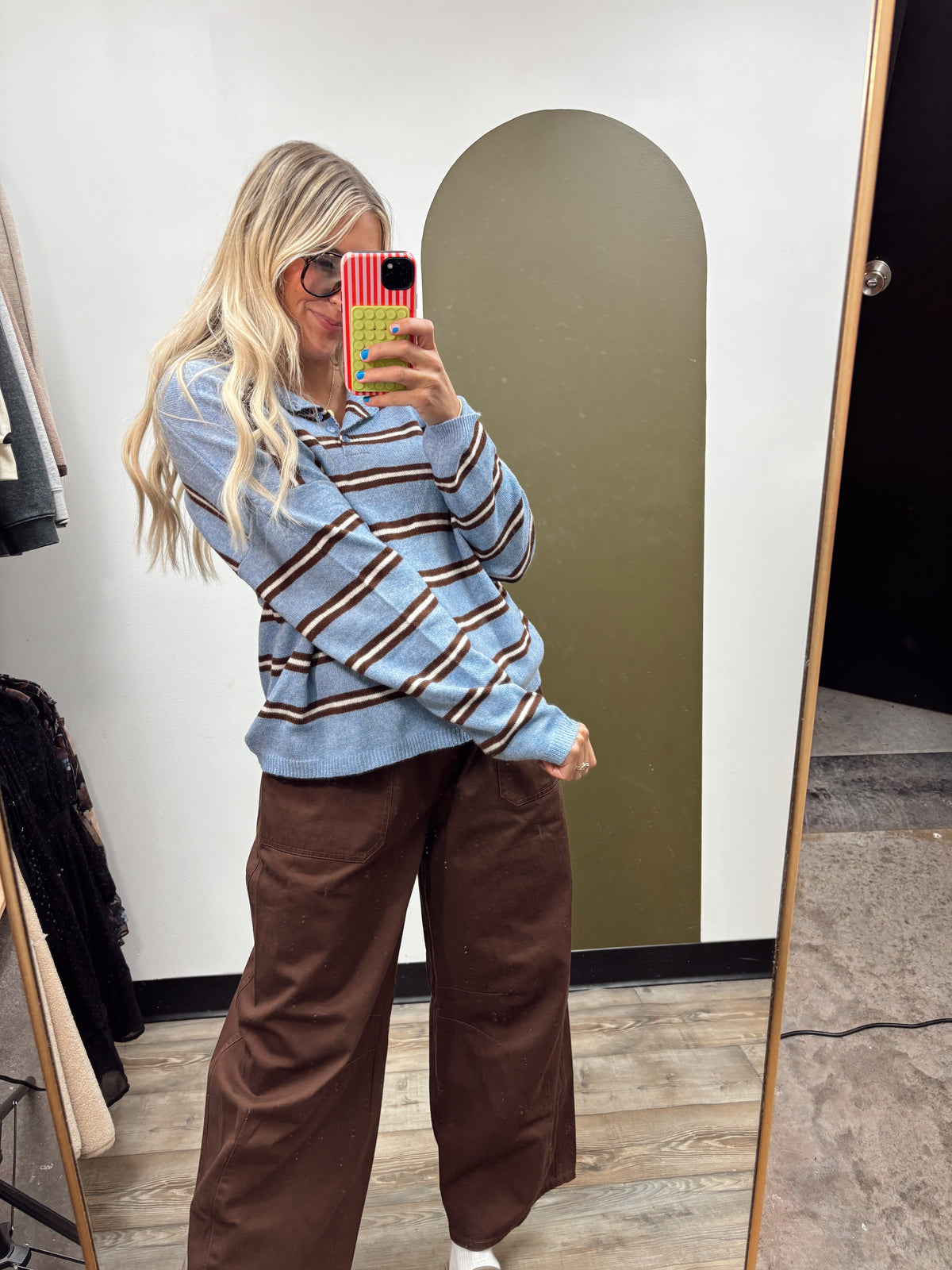 Hadley Stripe Sweater (Blue/Brown)