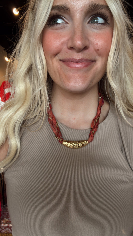 Red Scarlet Twist Collar Necklace