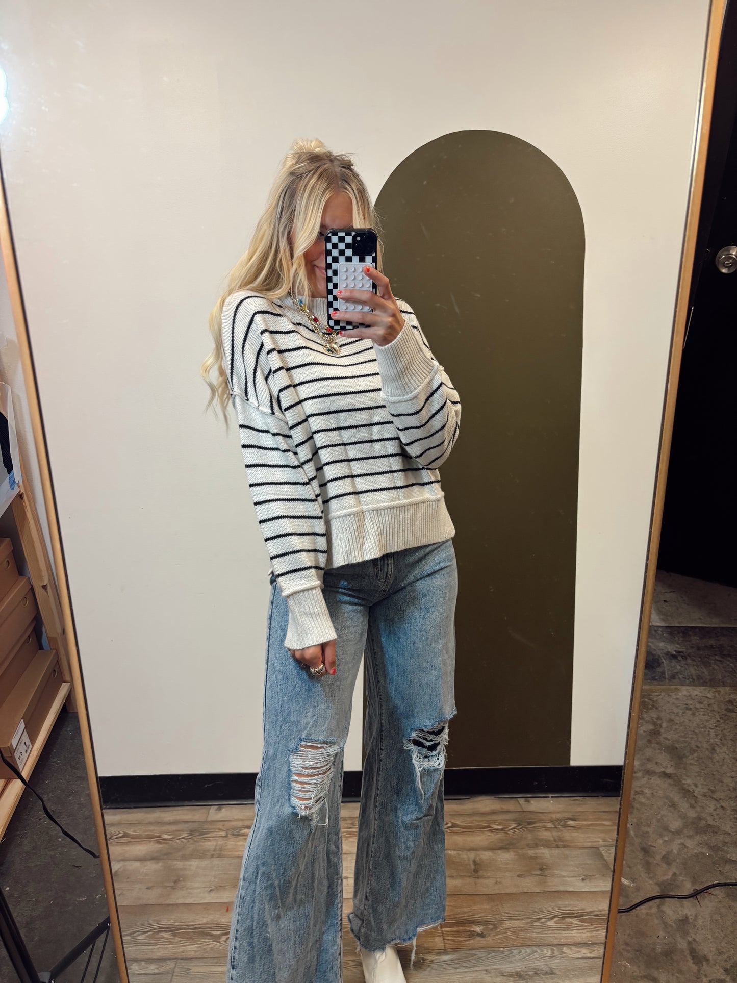 Splitting Image Pullover Sweater (Cream)