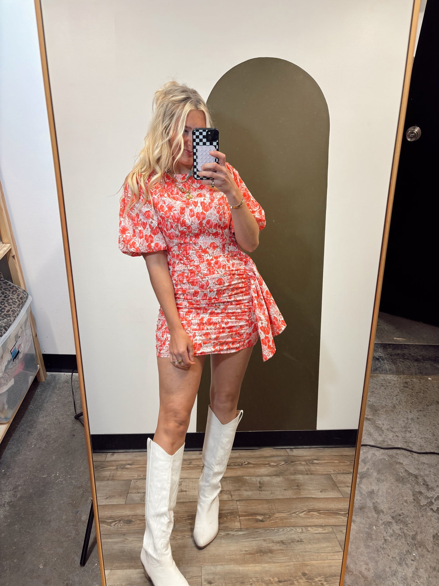 Primrose Floral Dress (Coral)