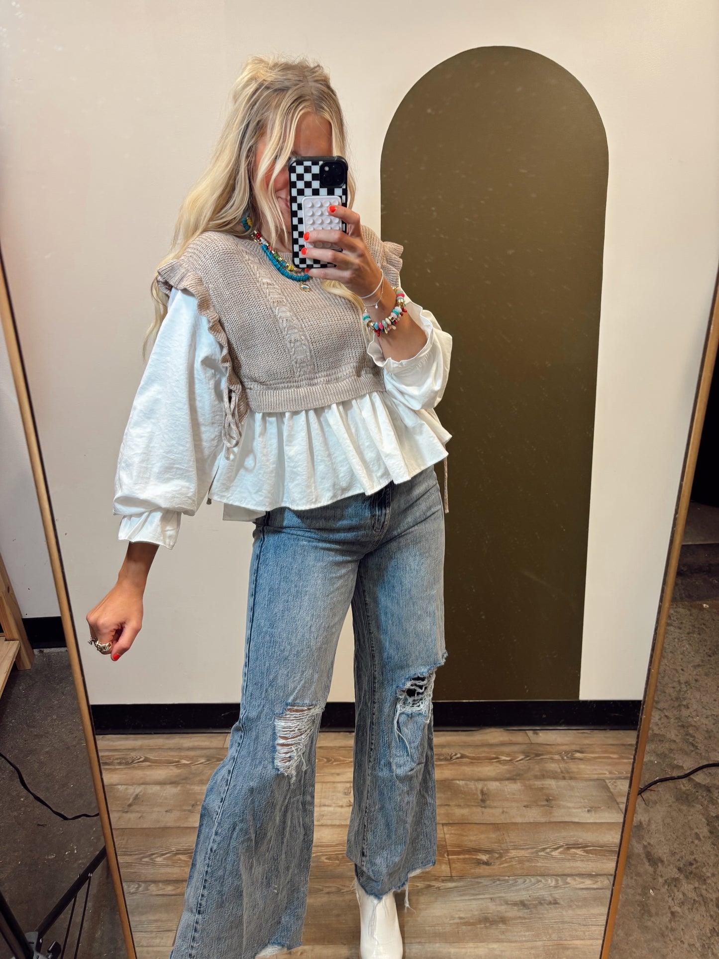 Magnolia Combo Sweater (Taupe)