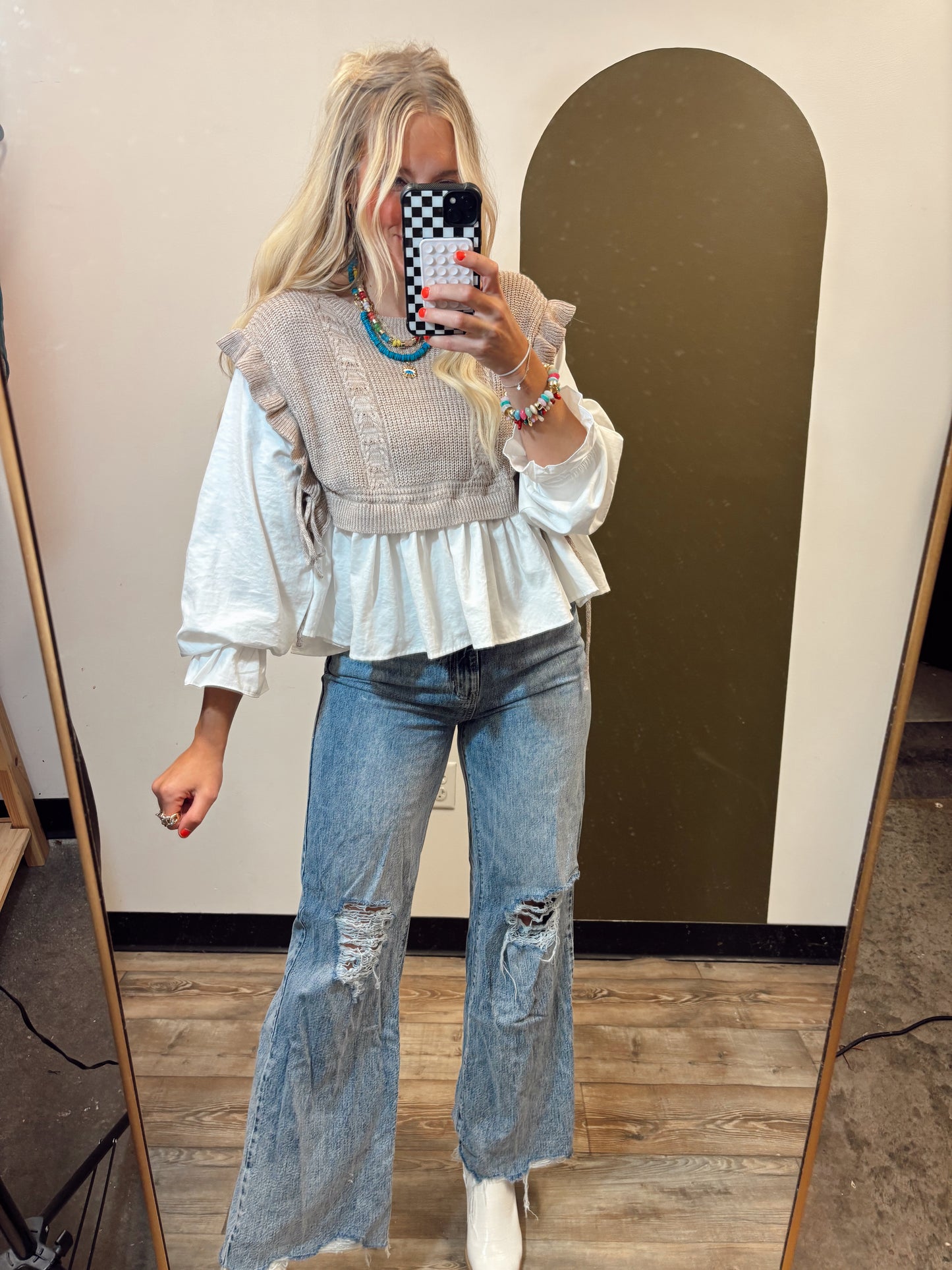 Magnolia Combo Sweater (Taupe)