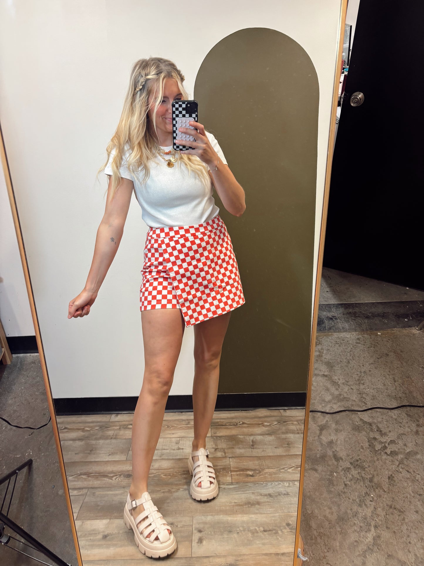 Game Day Checkered Skort (Red)