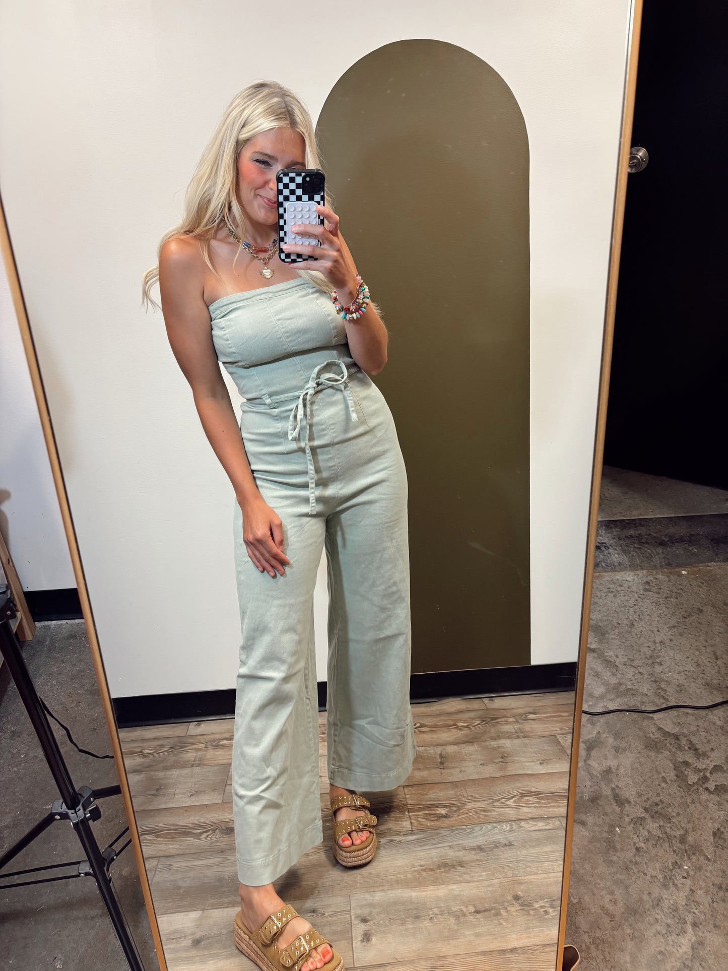 Melissa Strapless Jumpsuit (Green)