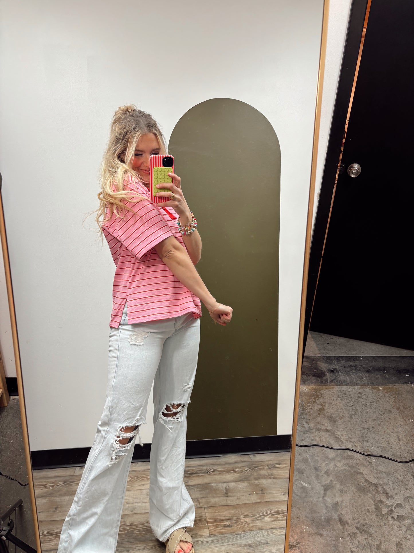 Reena Stripe Collar Top