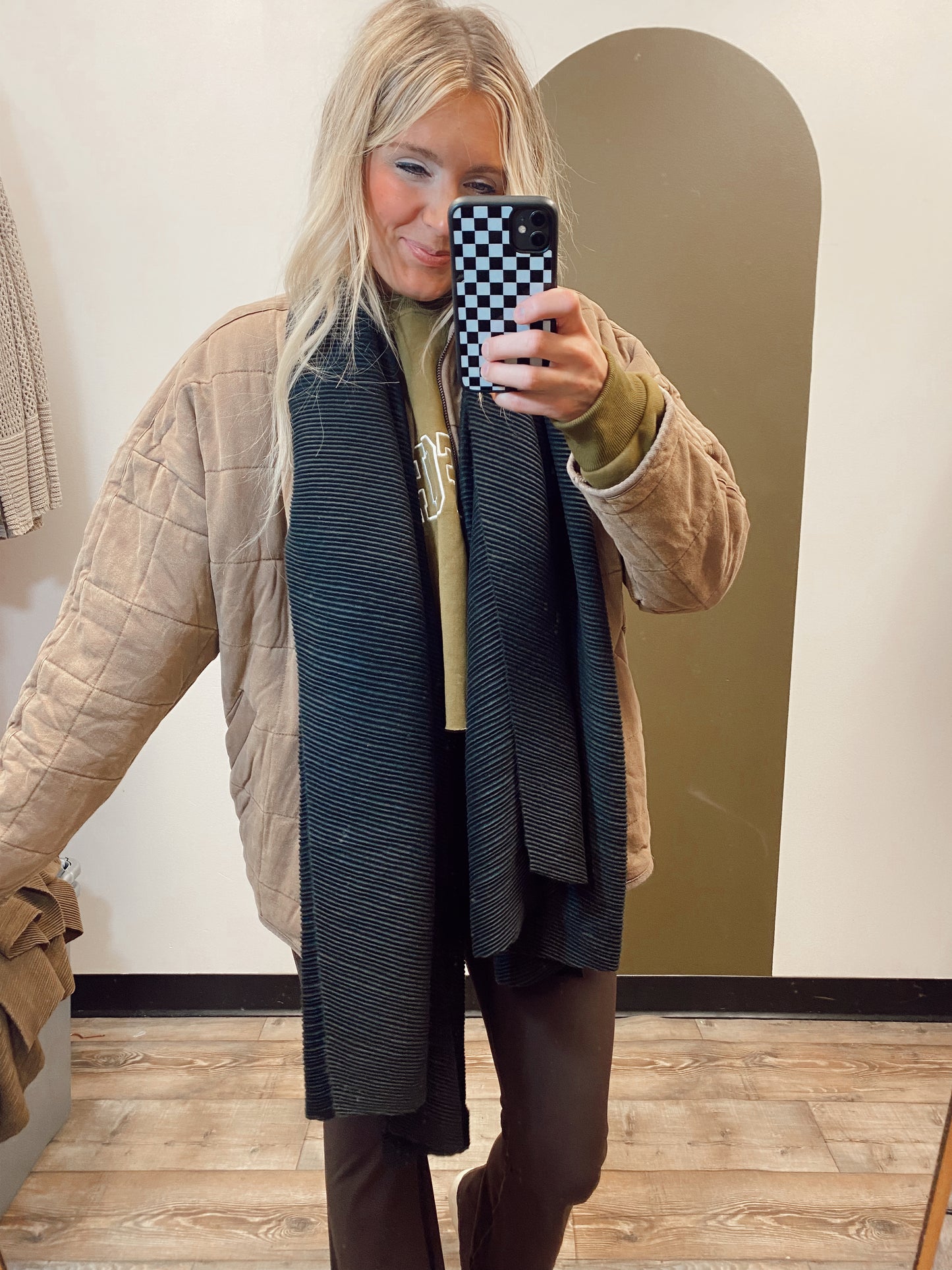 Crinkle Soft Muffler Scarf (Black)