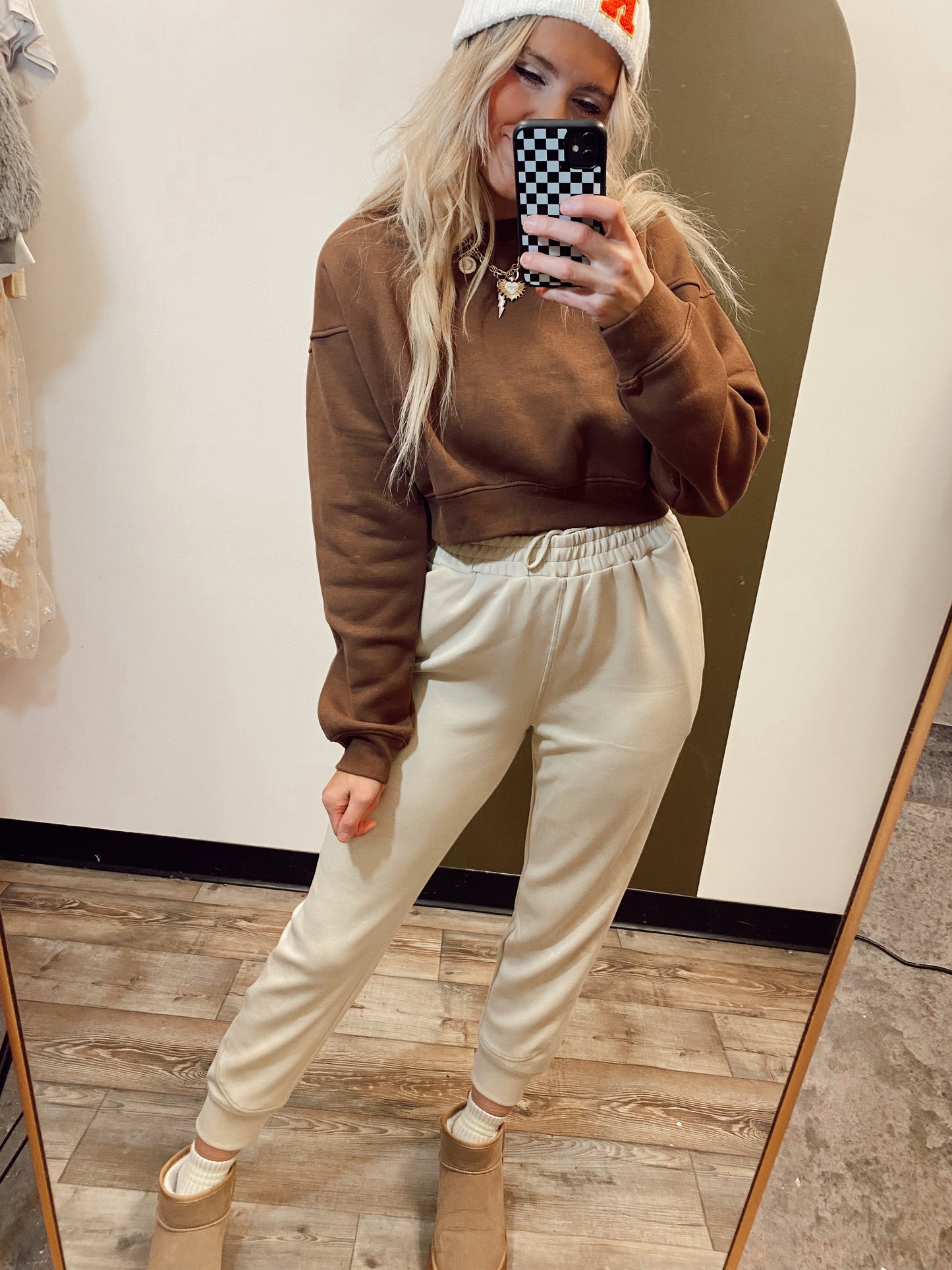 Cropped Fleece Sweatshirt (Cocoa)