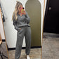 Fallon Cable Knit Zip Sweater (Charcoal)