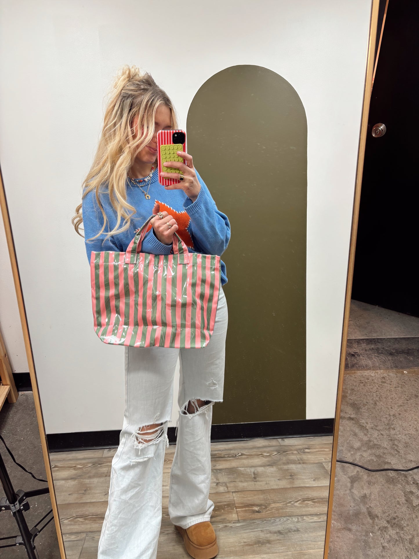 Stripe Vinyl Tote bag