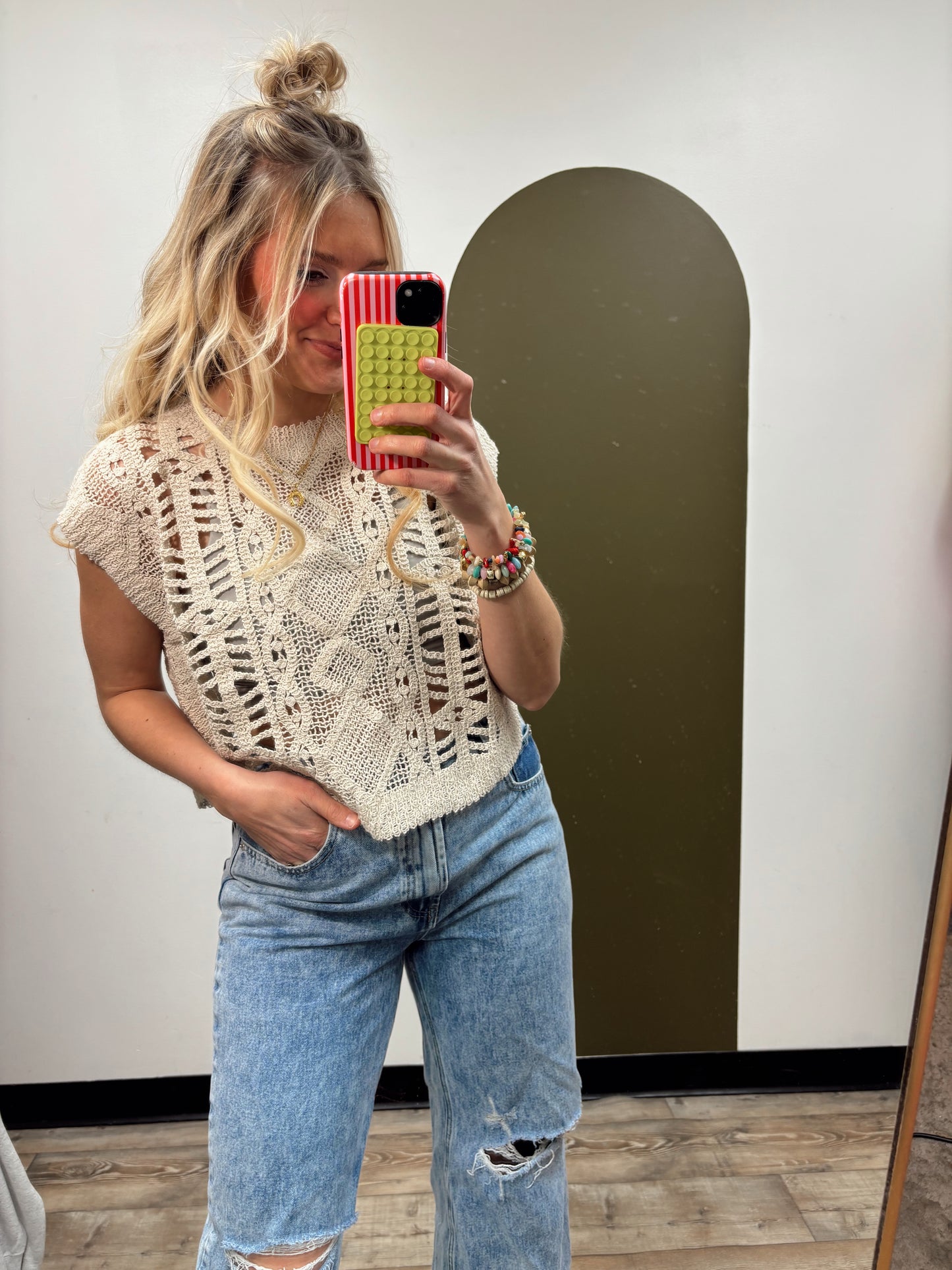 Beach Comber Crochet Top (Beige)