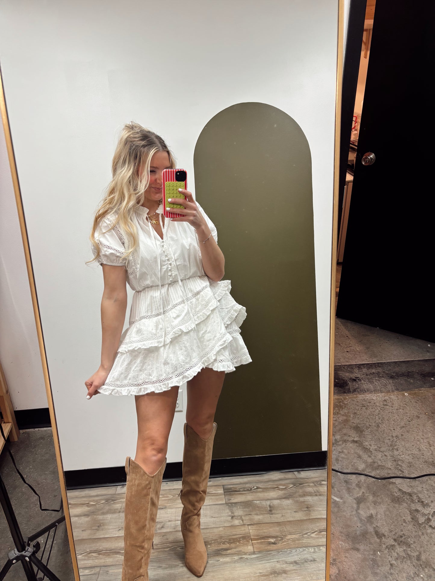 Elaine Eyelet Dress (White)