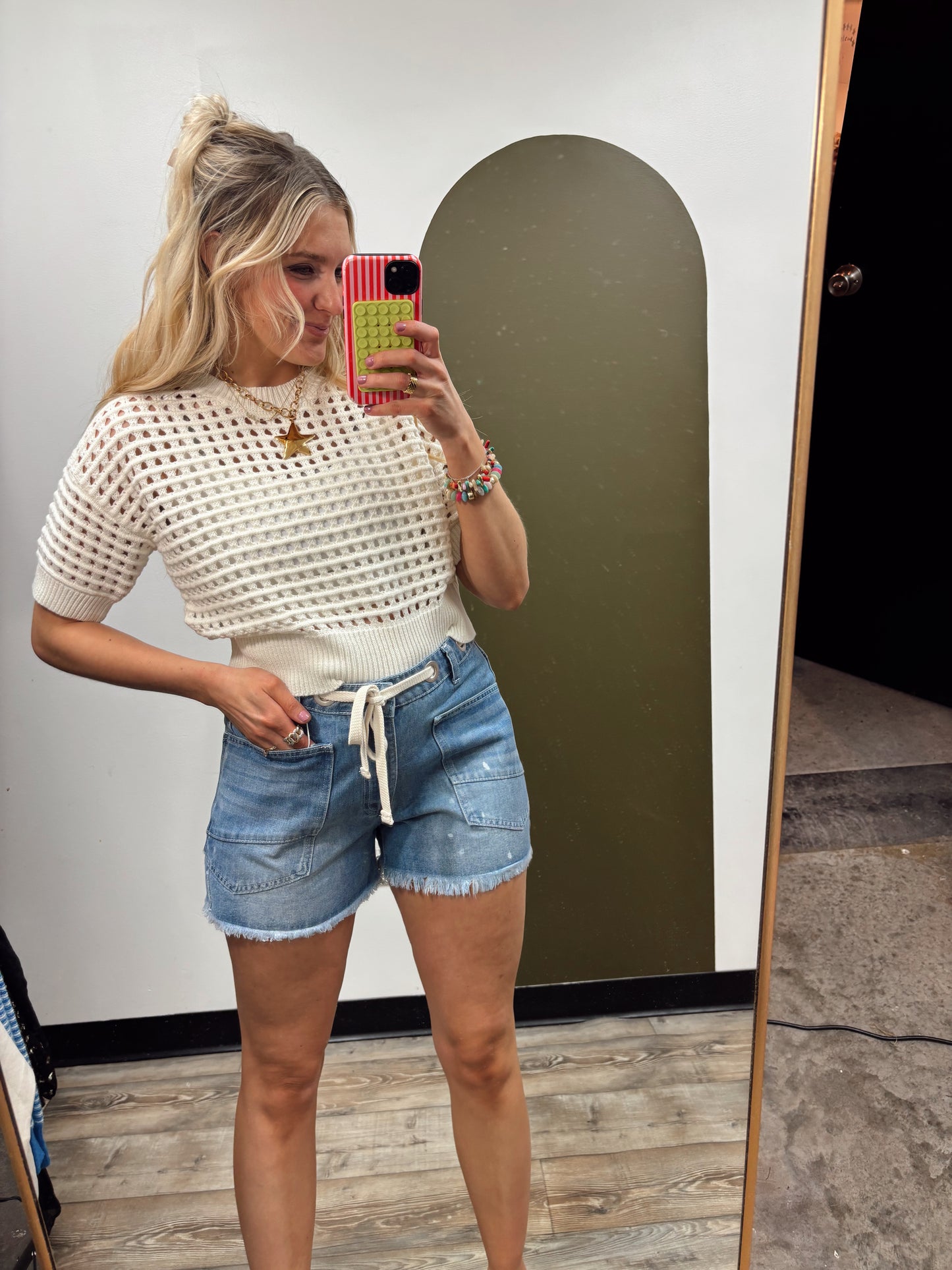 Alina Cropped Crochet Top (Cream)