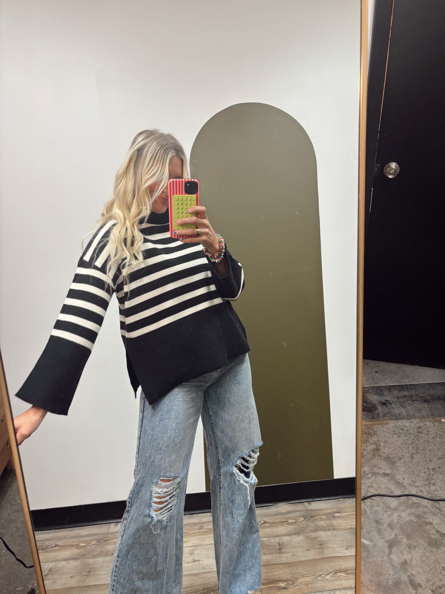 Willa Mock Neck Stripe Top