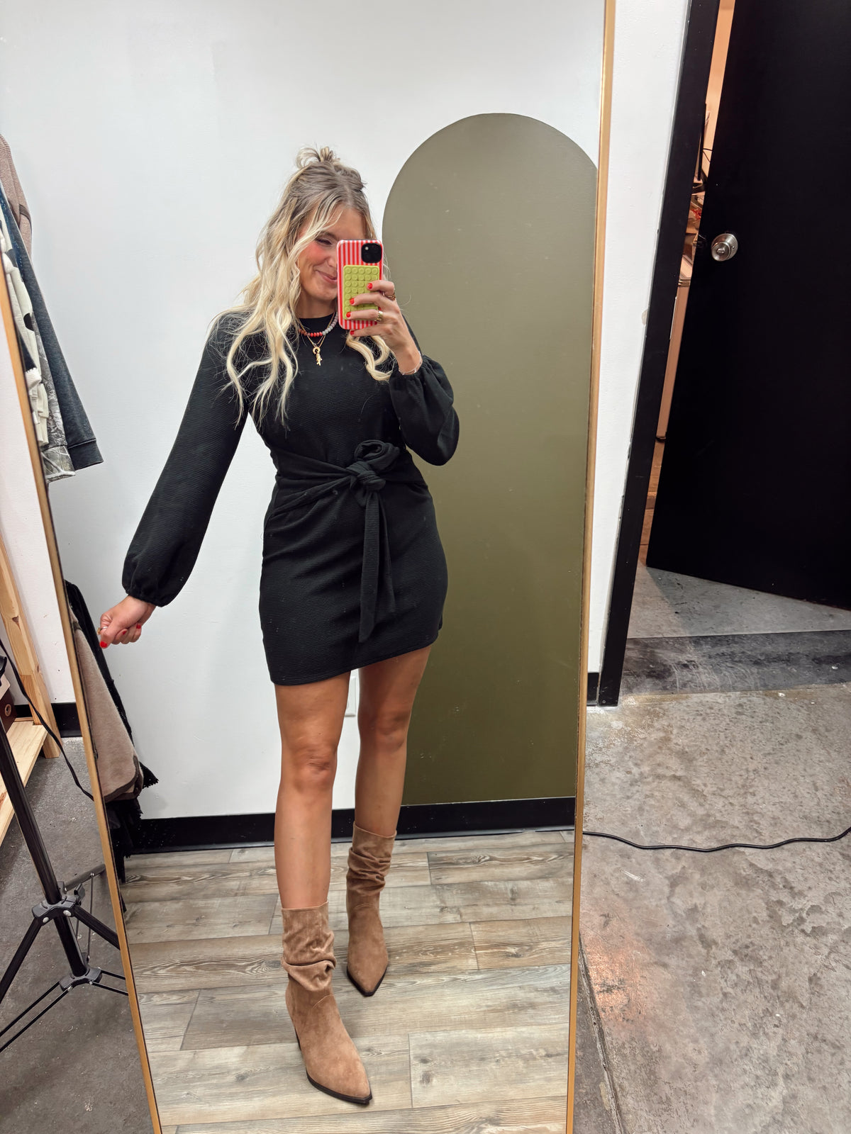 Sadie Front Tie Dress (Black)