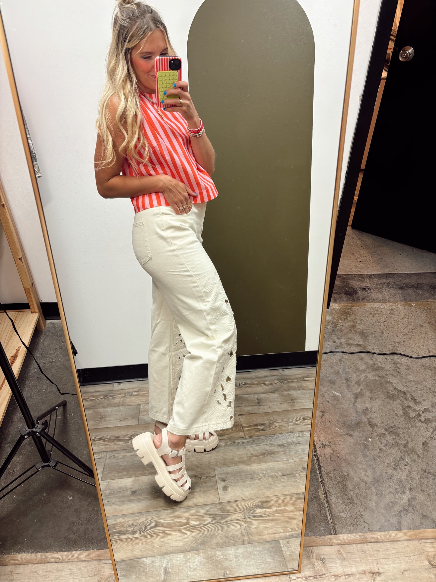 Laser Embroidered Pant (Cream)