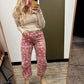 Printed Paisley Denim Pant (Pink)