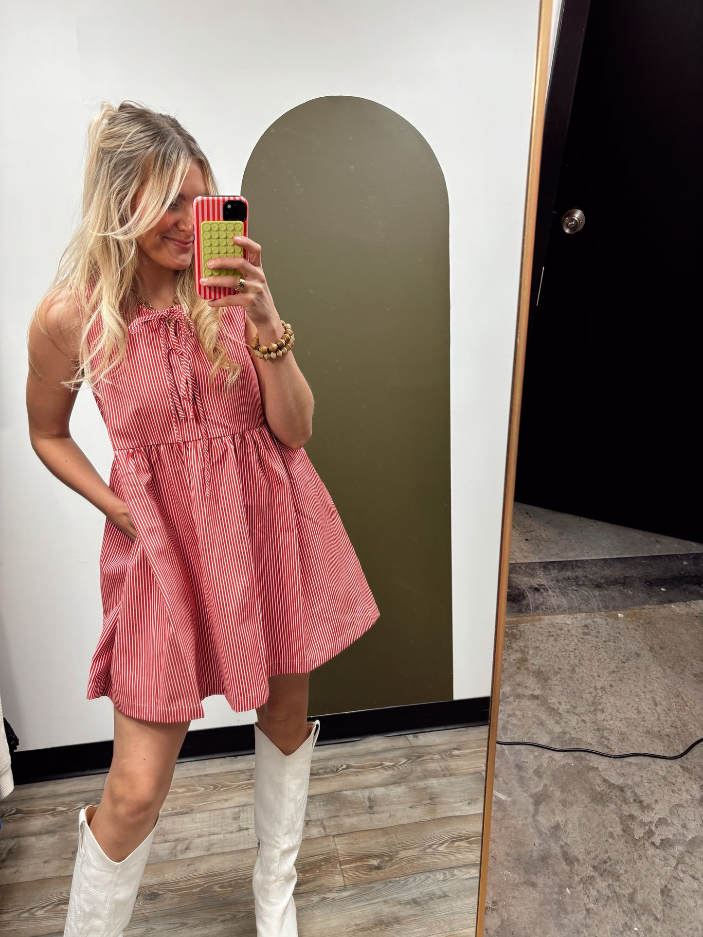 Summer Fun Stripe Dress (Red)