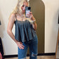 Contrast Crochet Tank