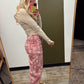 Printed Paisley Denim Pant (Pink)