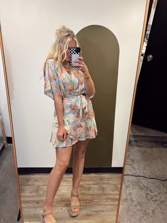 Mirna Satin Floral Mini Dress