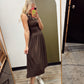 Isabella Shirred Maxi Dress (Brown)