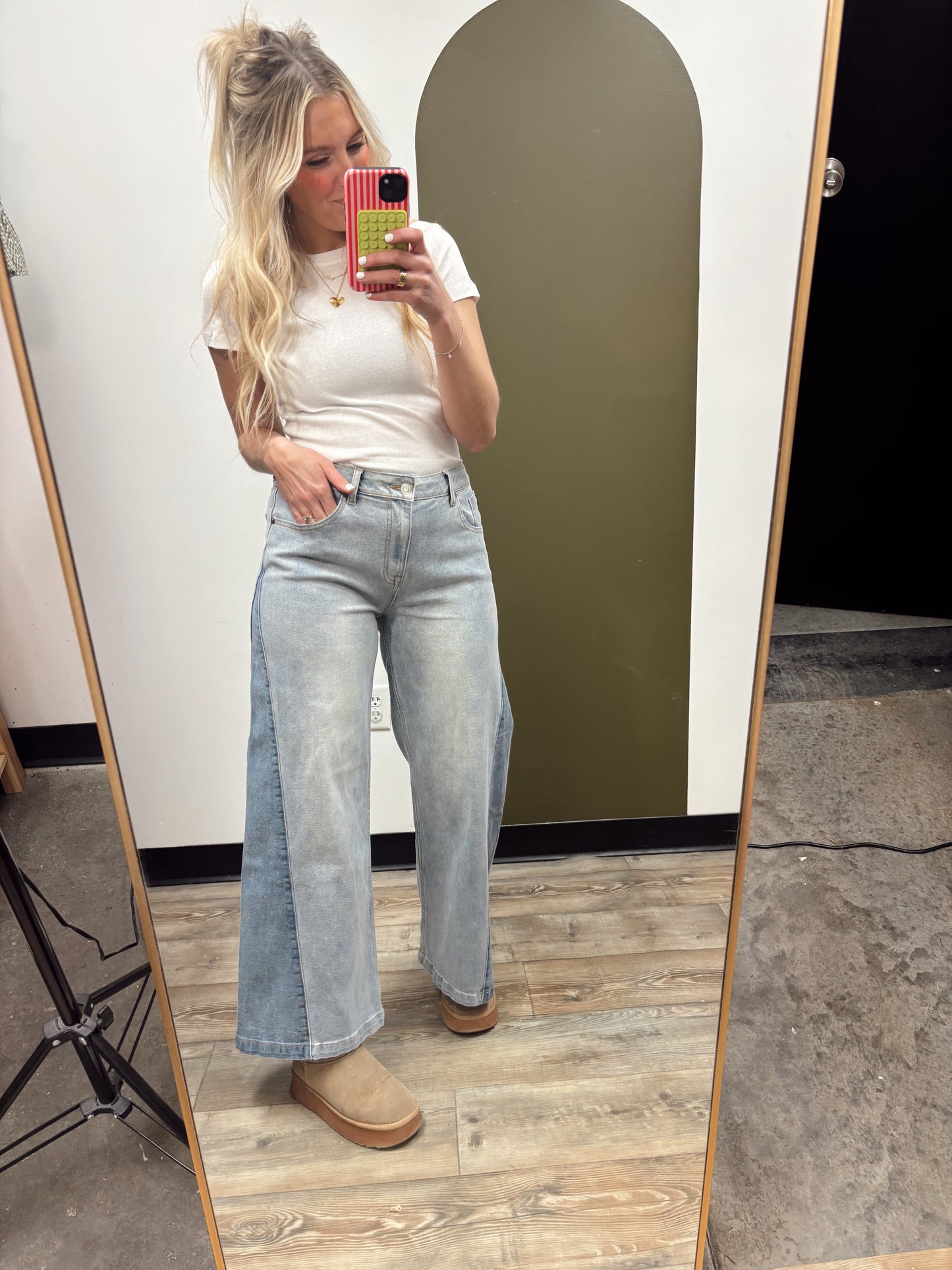 Two Tone Wide Leg Denim
