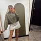 Kira Suede Bomber Jacket (Olive)