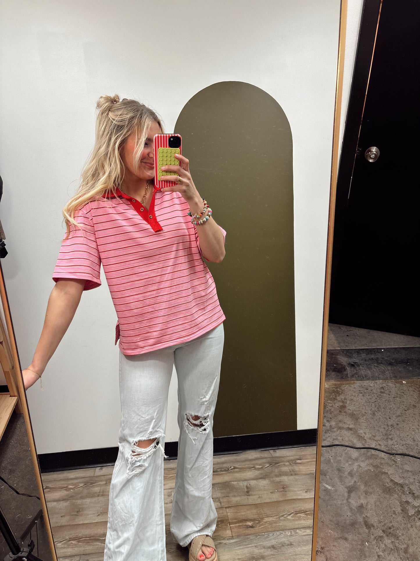 Reena Stripe Collar Top