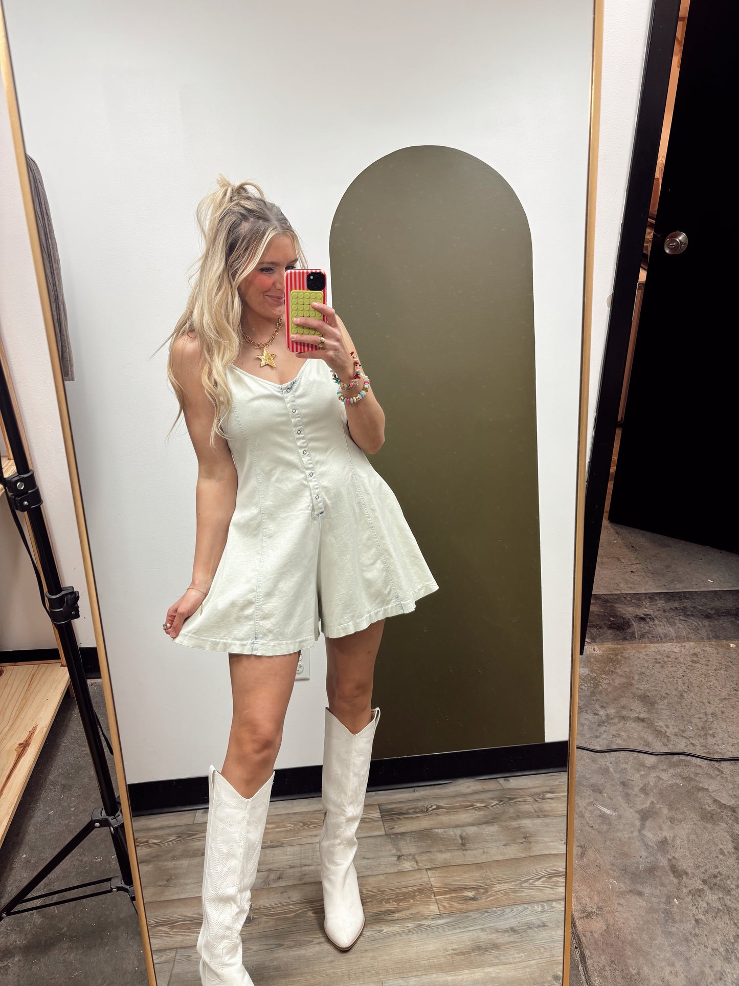 Icy Denim Button Romper