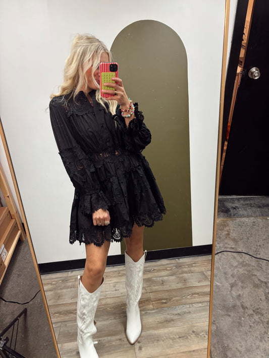 Flora Lace Dress (Black)