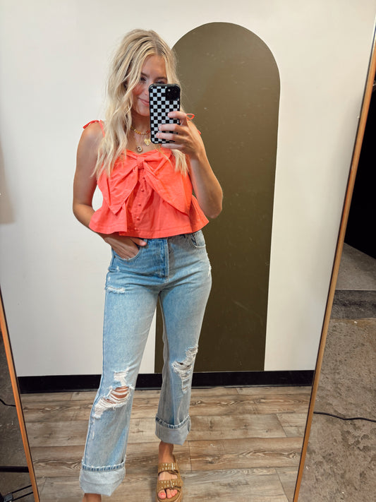 Wrap Her Up Bow Top (Coral)