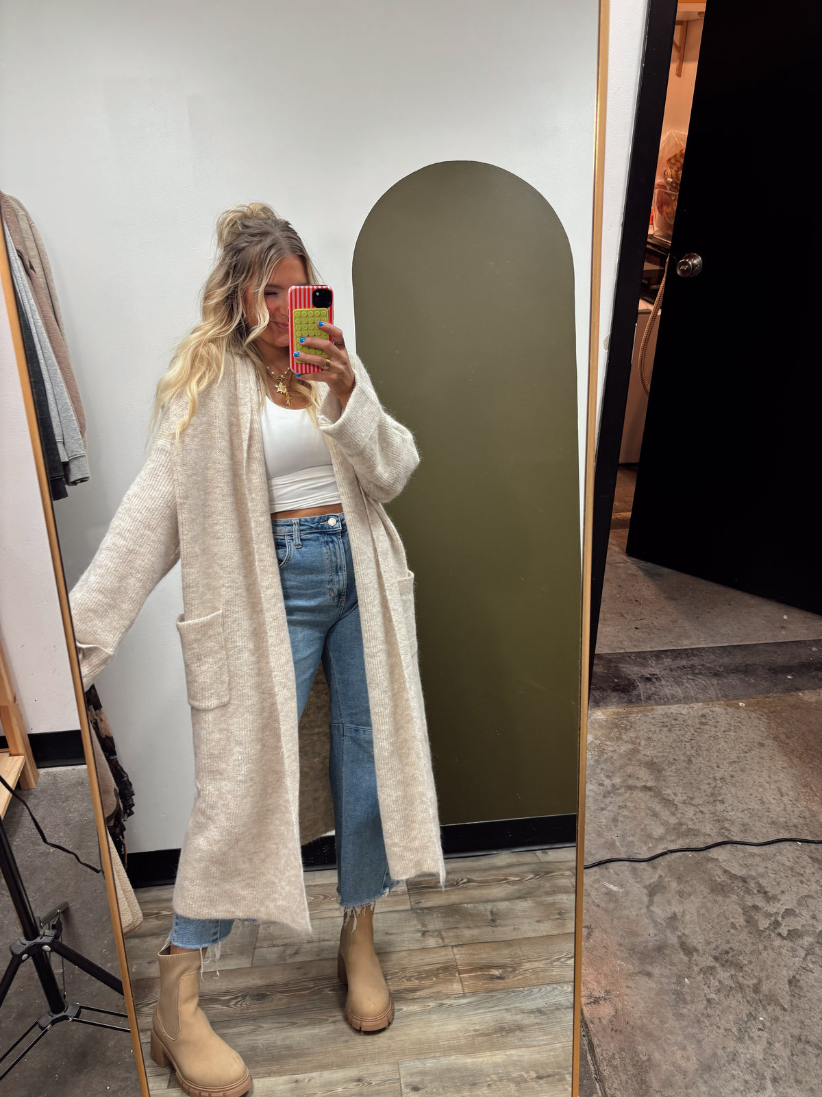 Kylee Long Cardigan (Taupe)