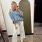 Ruffle Hem Denim Top