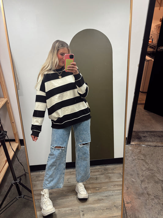 Clermont Stripe Sweater (Black/White)