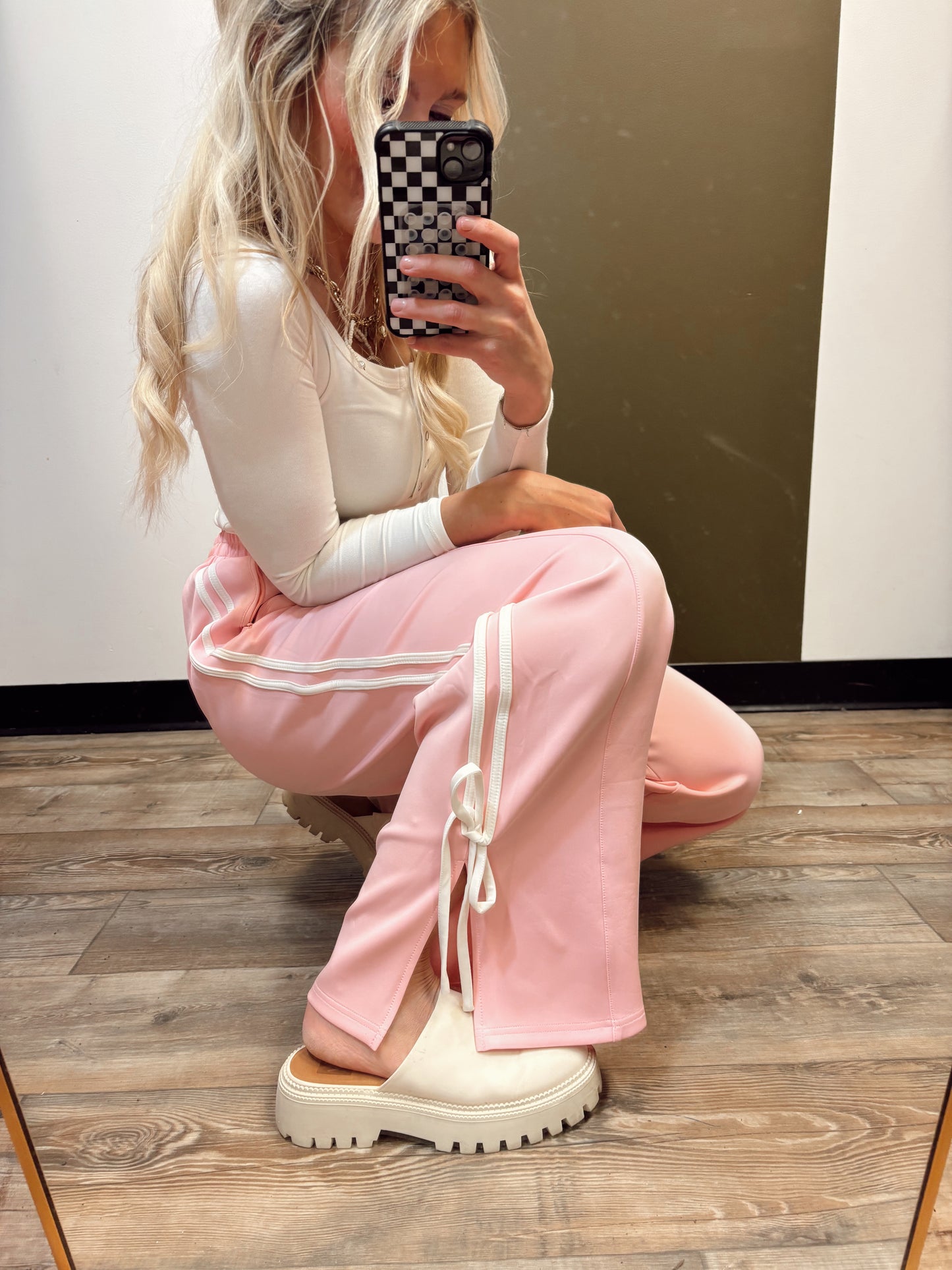 Bow Detail Track Pant (Pink)