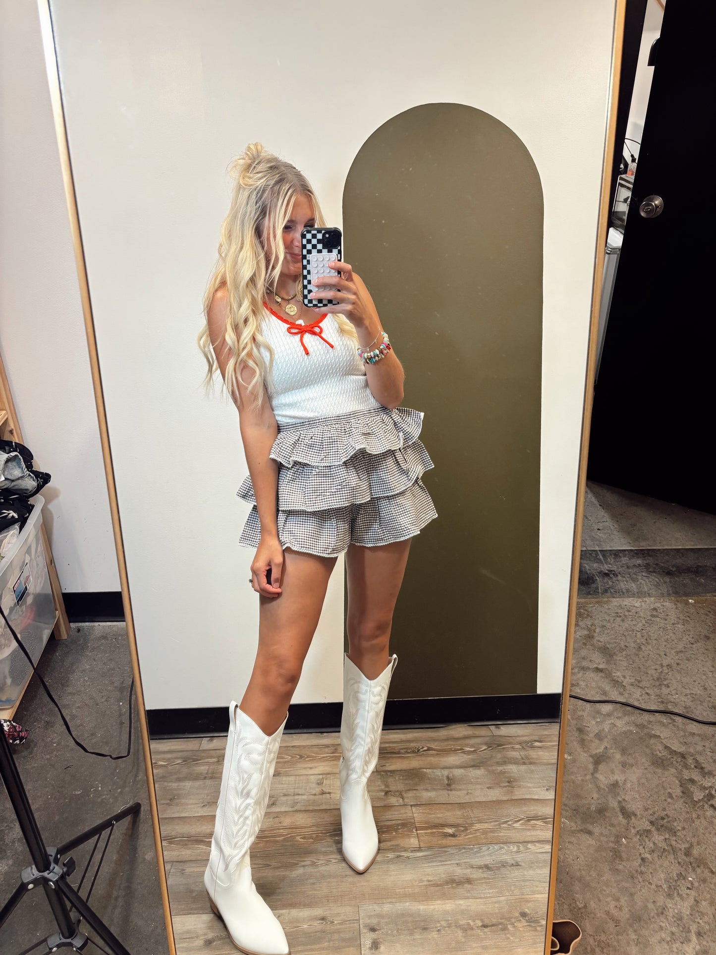 Tessa Checked Skort (Brown)