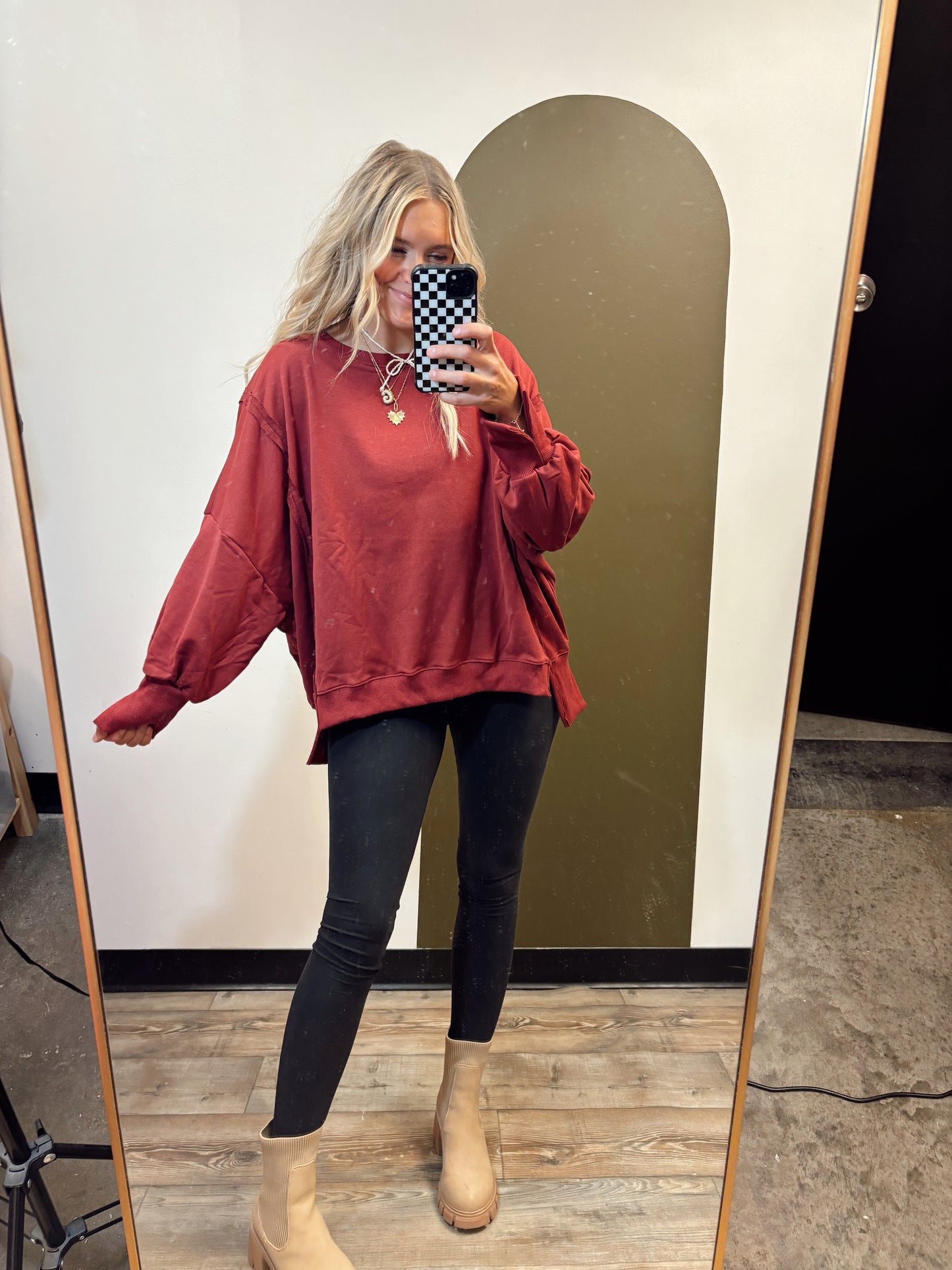 Sienna Sweat Top (Burgundy)