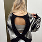 Rena Open Back Top (Black/White)