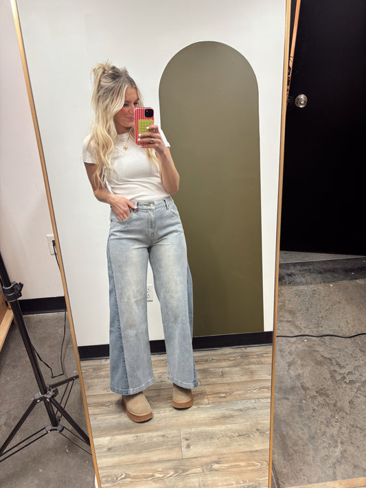 Two Tone Wide Leg Denim