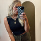 Ellie Ribbed Crop Tank (Black)