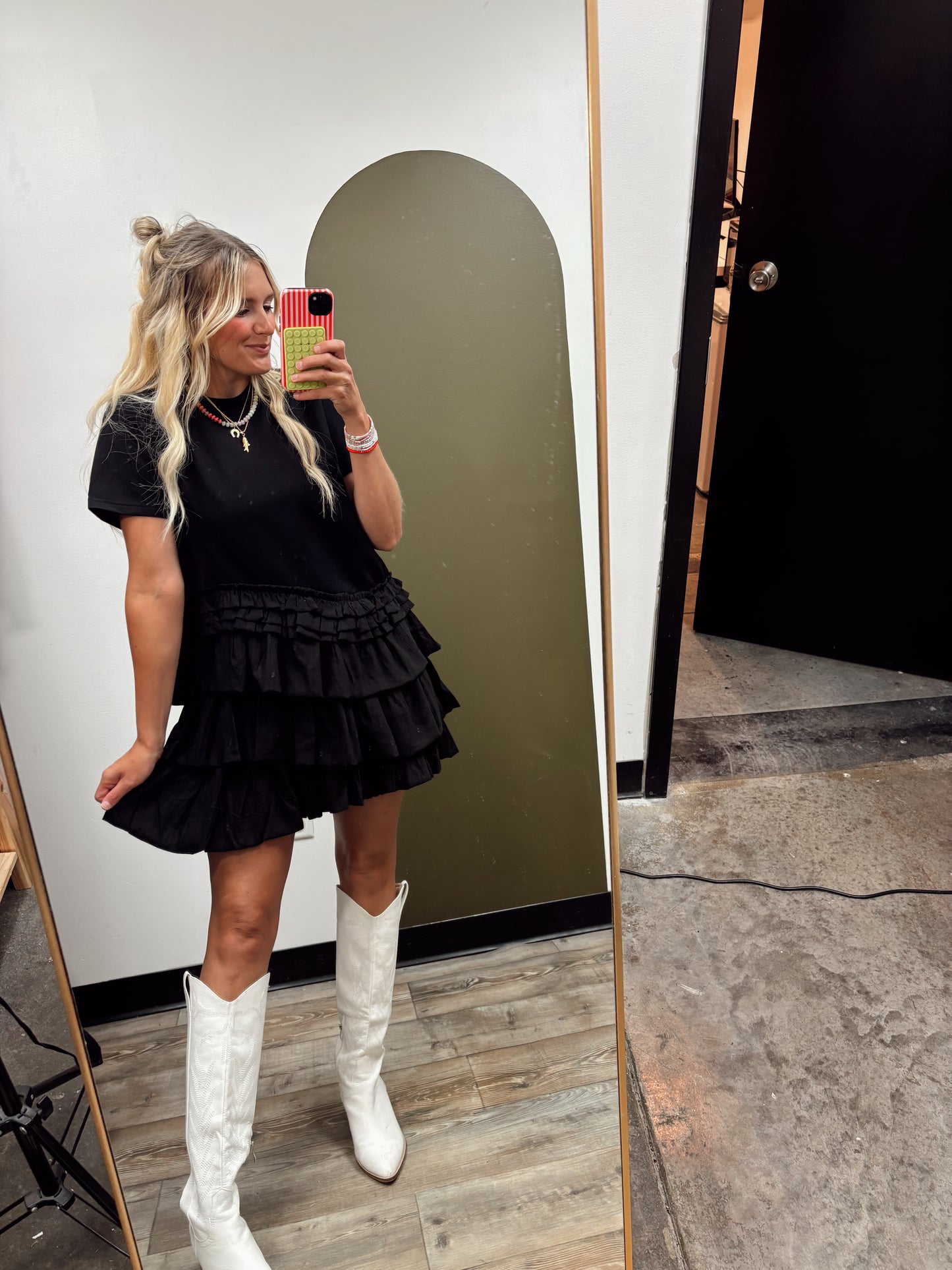 Octavia Ruffle Frill Dress (Black)
